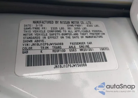 2018 Nissan Rogue Sport Sl z USA, uszkodzony, nr VIN JN1BJ1CP6JW154069
